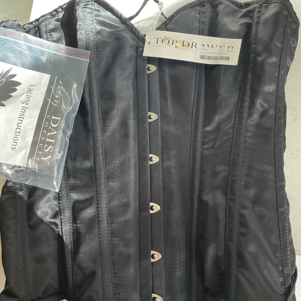 Black satin overbust corset